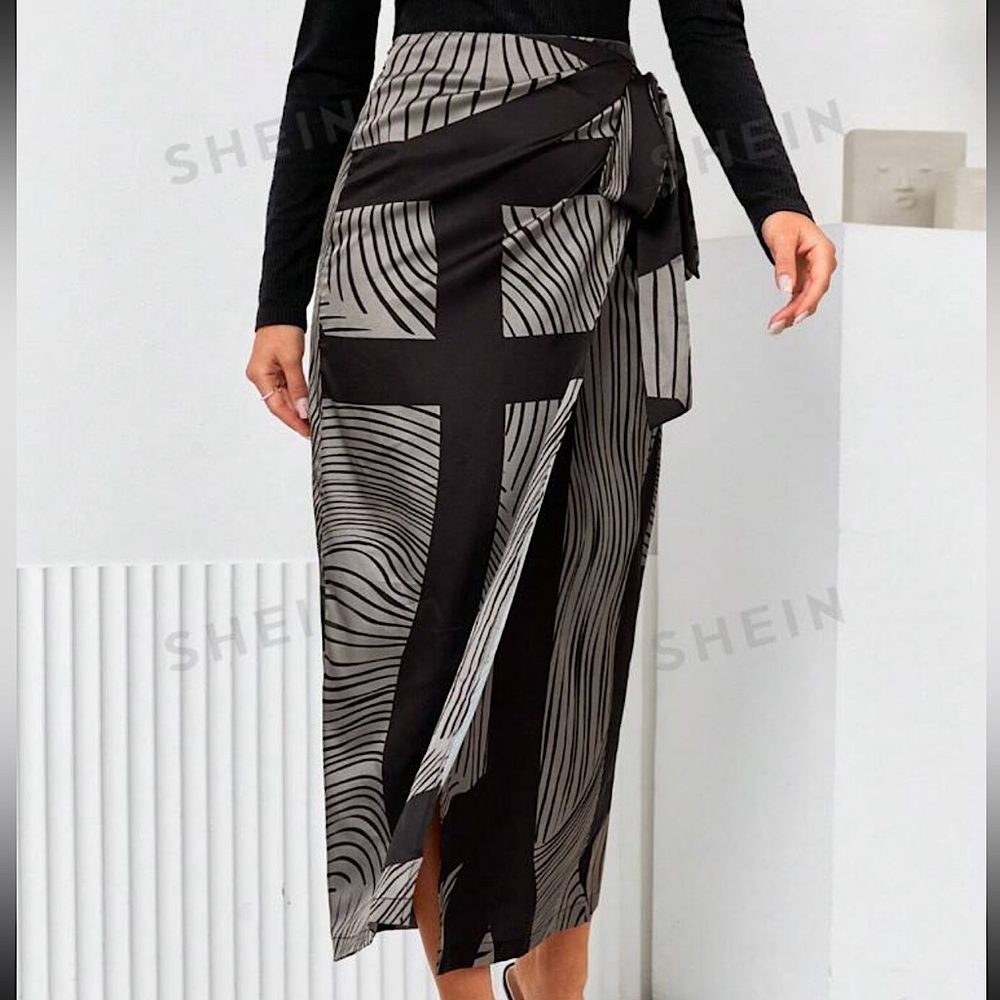 Satin wrap around skirt